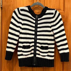 Navy/white cotton zip cardigan